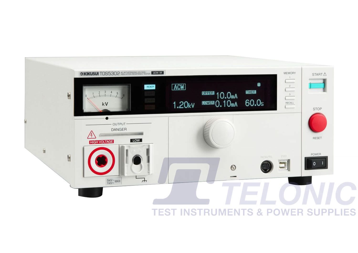 TOS5302 

[5kV AC] Flash Testing (HIPOT Tester) and Insulation Resistance Tester